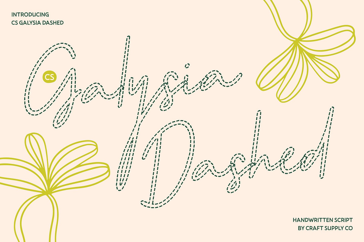 CS Galysia Dashed, a Script Font by Craft Supply Co. (Photo 1 of 8)