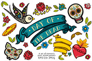 Day of the Dead. Hand drawn set., a Decorative Illustration by KundolaArt (Thumbnail 1 of 8)