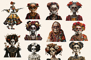 DAY OF THE DEAD CHARACTERS CLIPART, a Person Illustration by Daring Digies (Thumbnail 4 of 8)