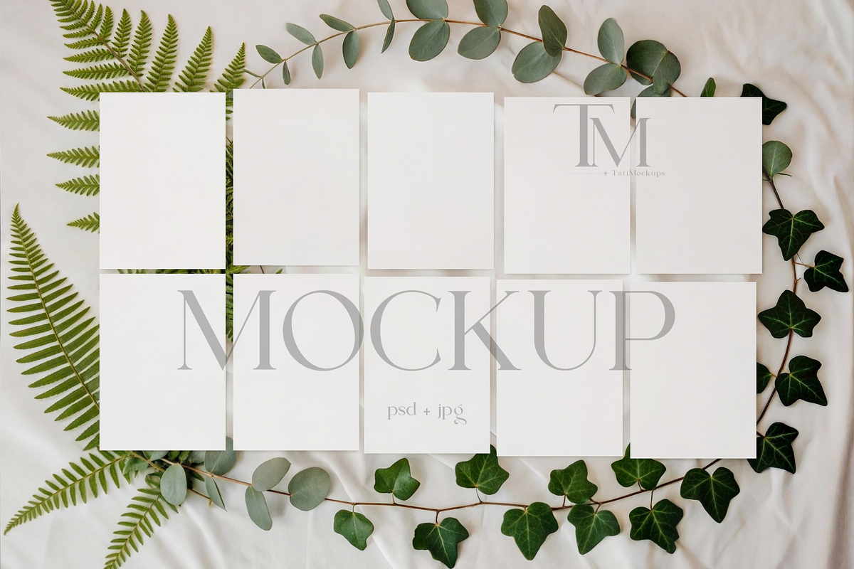 Games Card Greenery Grid Mockup, a Product Mockup by TatiMockup (Photo 1 of 4)
