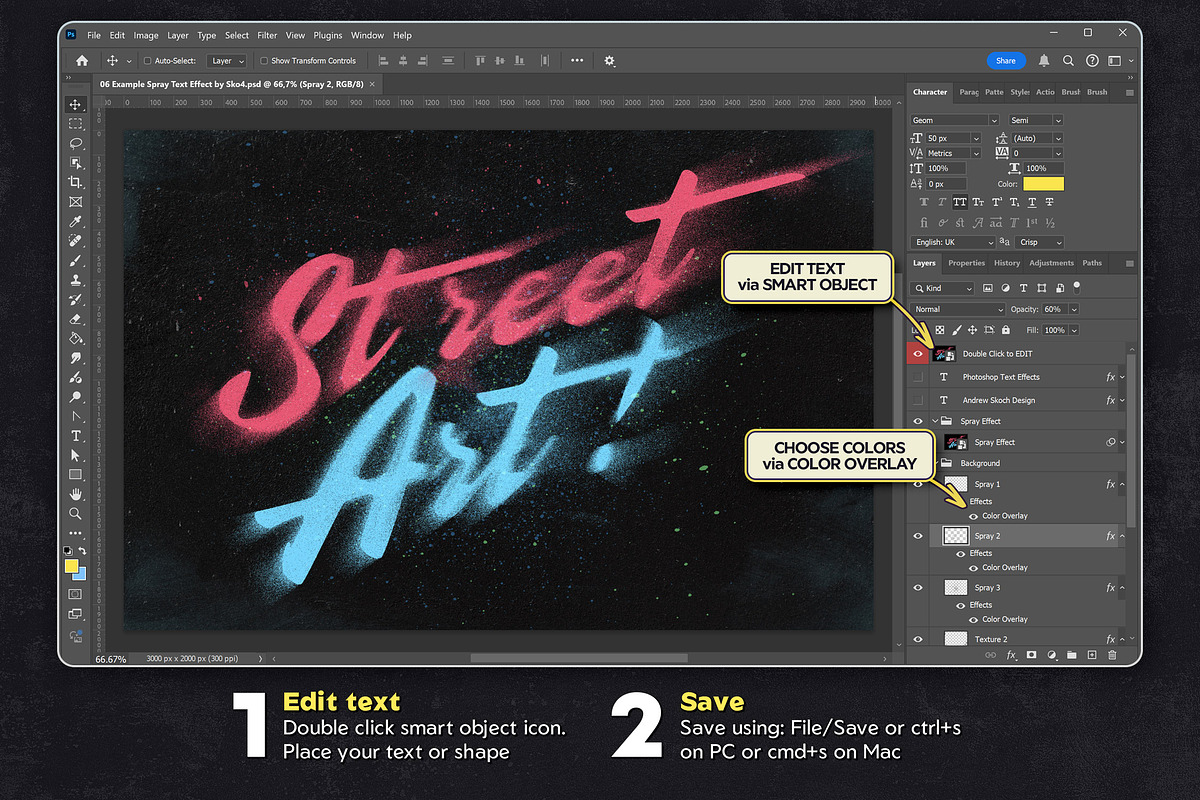 Spray Paint Text Effects, a Layer Style Add-On by Andrew Skoch Design (Photo 2 of 9)