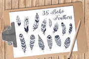 Boho Feathers Set, an Object Graphic by Angelina De Sol (Thumbnail 1 of 3)