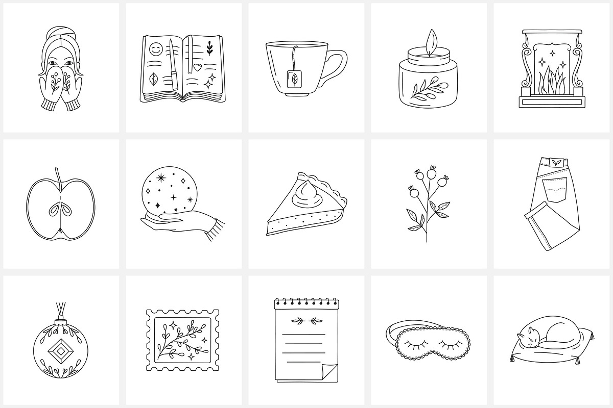 Winter everyday line icon set, an Outline Icon by NatalieArtShop (Photo 4 of 16)