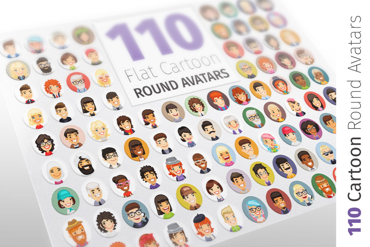 Flat Cartoon Round Avatars, an Icon by Voysla's Shop (Photo 1 of 4)
