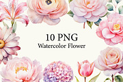 Watercolor flower illustration set., a Decorative Illustration by kaisorn (Thumbnail 1 of 5)