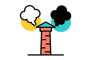 Smoke billowing from a chimney with, an Illustration by ZinetroN