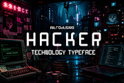Hacker - Technology Font, a Sans Serif Font by HipFonts (Thumbnail 1 of 6)