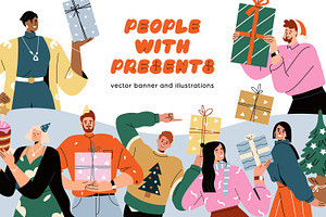 Christmas people set + banner, a Person Illustration by Good Studio