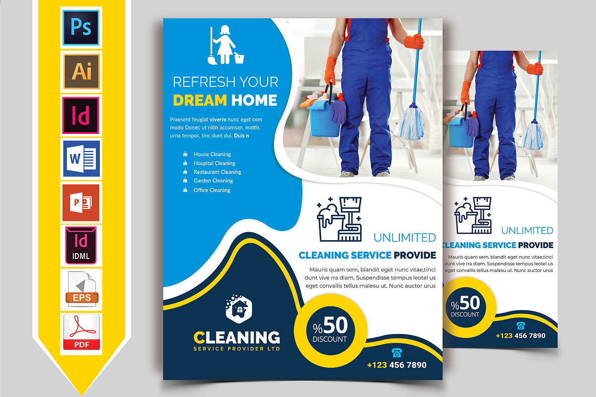 10 Cleaning Service Flyers Bundle, a Flyer Template by Imagine Design Studio (Photo 7 of 12)