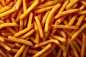 Crispy golden french fries served hot and fresh at a bustling street food stall, a Food & Drink Photo by AlyaAnd