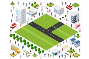 Citizens walking and driving in, an Object Illustration by AlexZeL