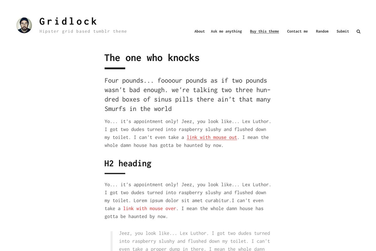Gridlocked tumblr theme, a Websites & App Template by Pixel Revel (Photo 5 of 5)