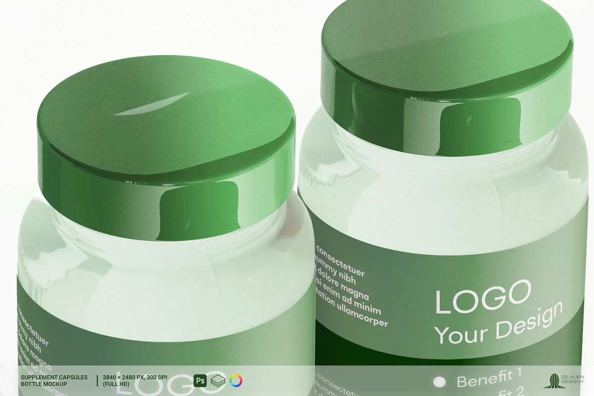 Supplement Capsules Bottle Mockup, a Cups & Container Mockup by De-Alien Design (Photo 6 of 13)