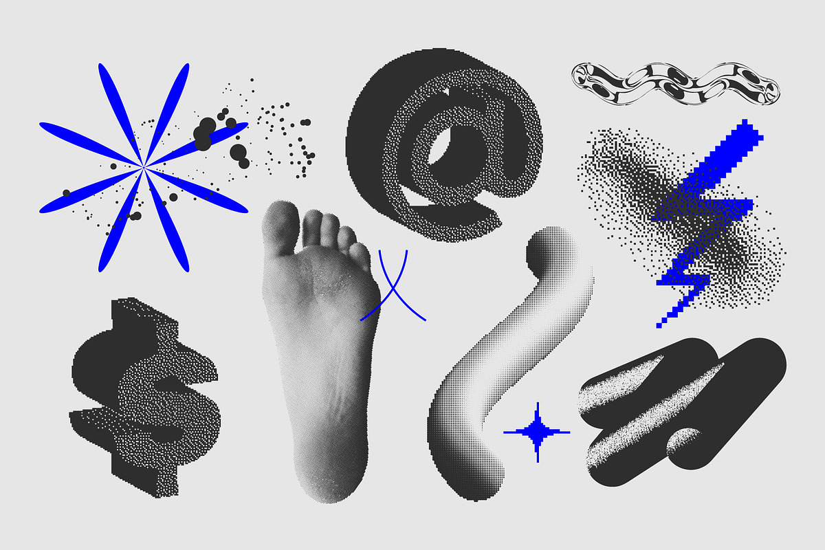129 Vector Halftone Bitmap Shapes, a Background Graphic by softulka (Photo 7 of 18)