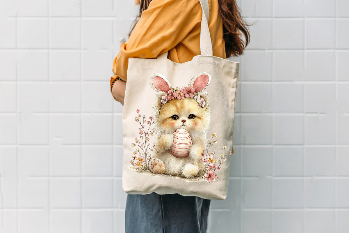 Whimsical Easter Cats Clipart, an Illustration by CreationArt (Photo 3 of 7)