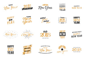 Happy New Year Vector Text Set