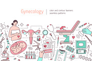 Gynecology line art banners, pattern, a Healthcare Illustration by Good Studio (Thumbnail 1 of 9)