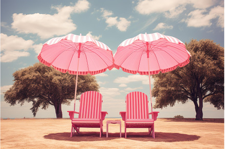 Unique Pink beach surreal umbrella, a Nature Photo by Ylivdesign
