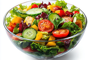 Fresh Vegetable Salad in Glass Bowl, a Food & Drink Photo by Pixeness Studio