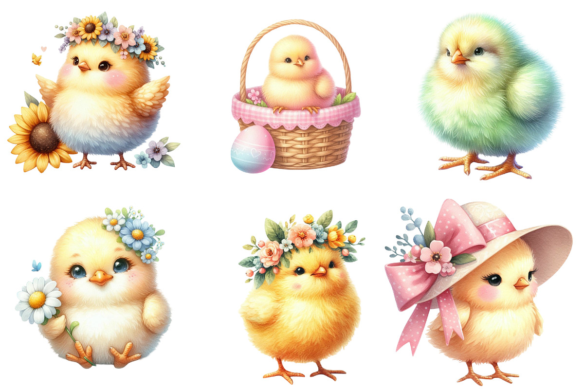 Pastel Chicks Clipart, an Illustration by DreamArtGraphic (Photo 2 of 5)