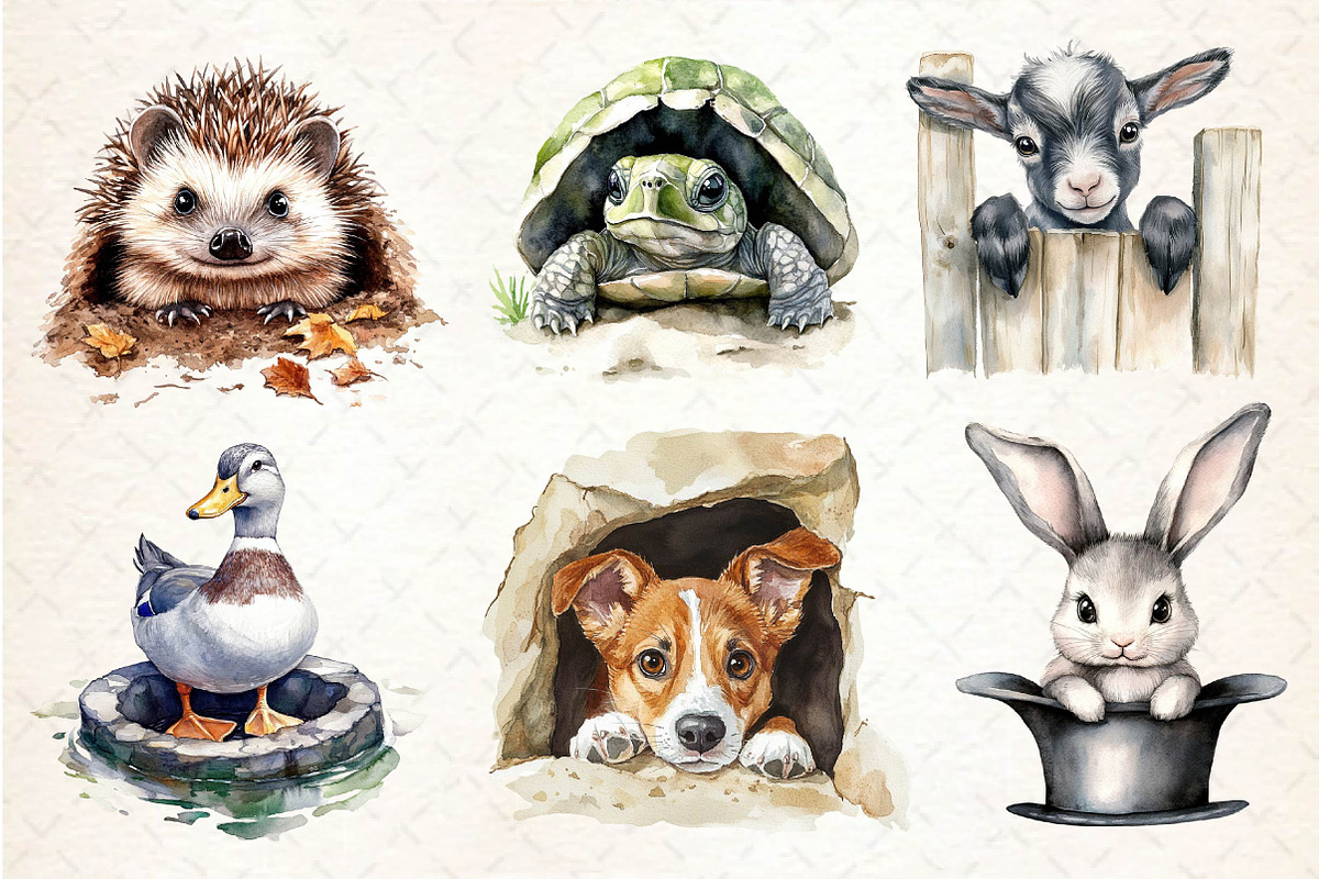 Funny Animals in Hole Clipart, an Illustration by Dream Creation (Photo 4 of 6)