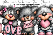 Whimsical Valentine Bear Clipart, an Illustration by Black Bird Studio (Thumbnail 1 of 6)