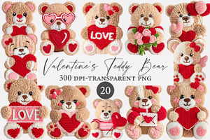 Faux Yarn Valentine's Day Teddy Bear, an Illustration by Designworld