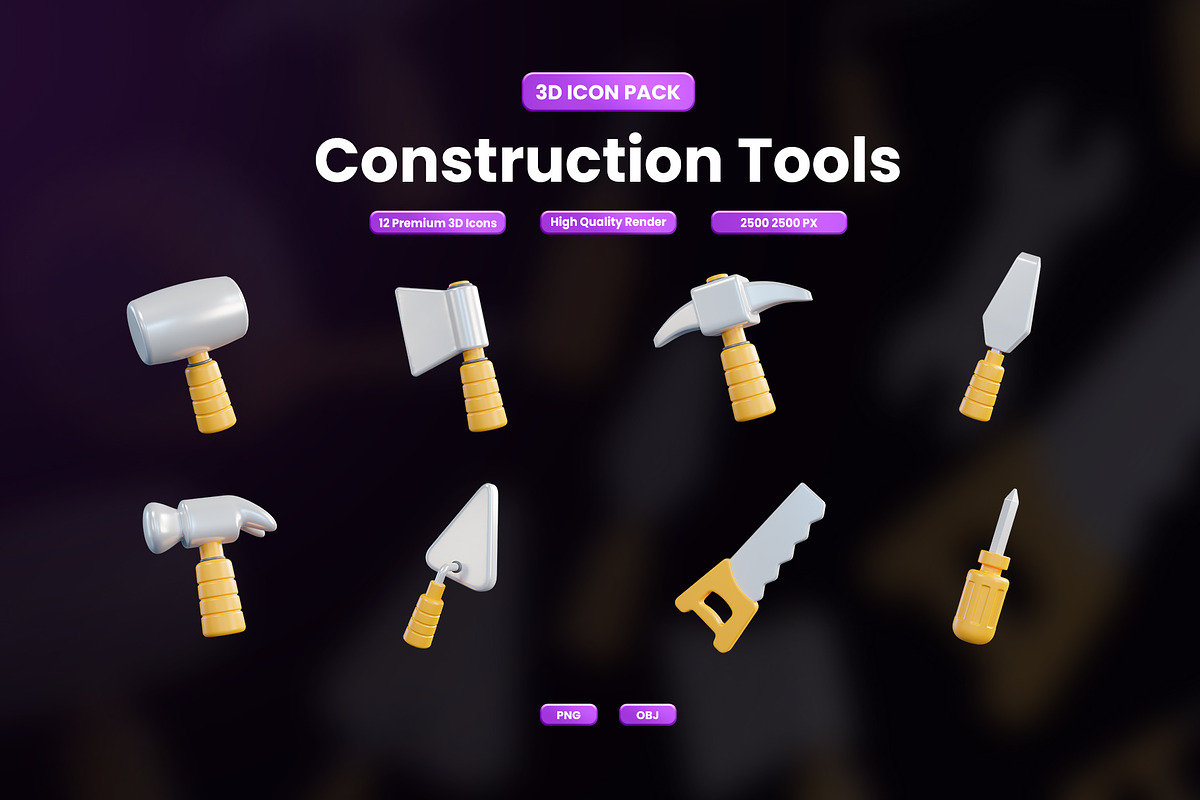 Construction Tools 3D Icon, an Object Graphic by Artnivora.Std (Photo 1 of 4)