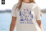 Coffee And Campfire Cat T-shirt, an Animal Illustration by shaondesigns (Thumbnail 3 of 5)