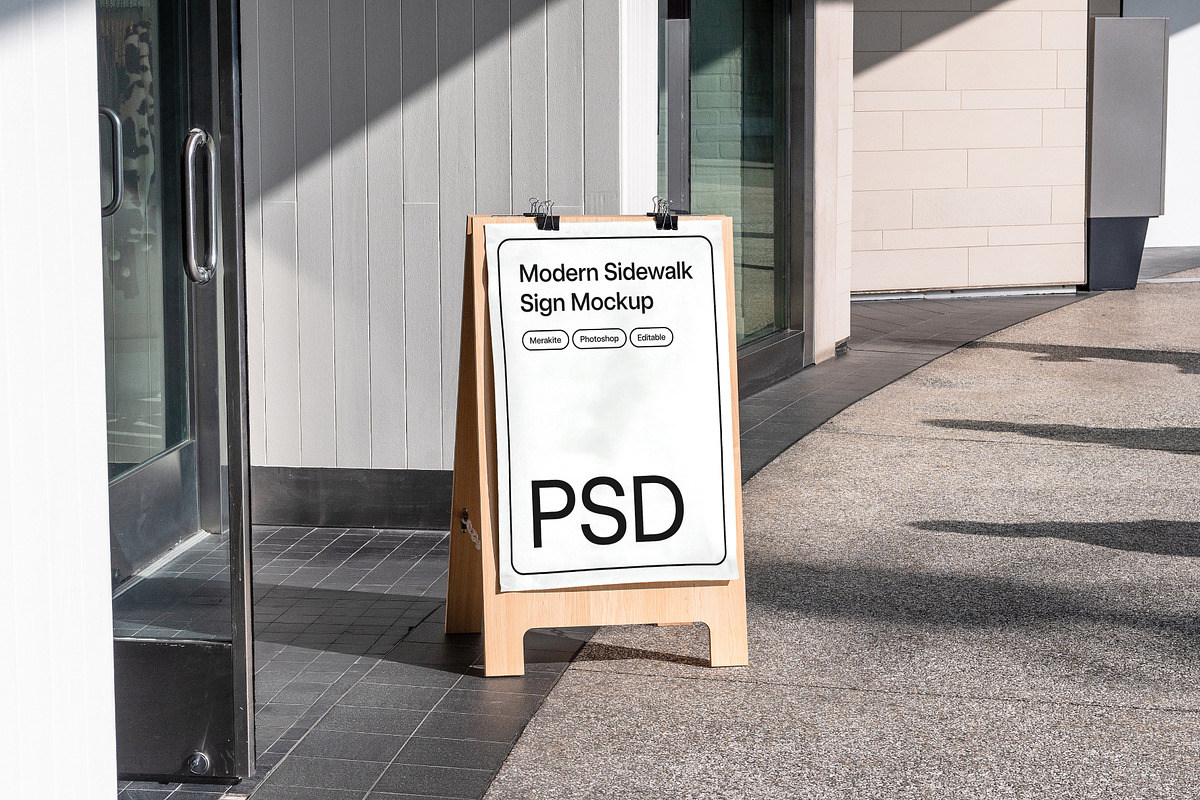 Sandwich Board Sidewalk Sign Mockup, a Mockup by Area Mockups (Photo 1 of 4)