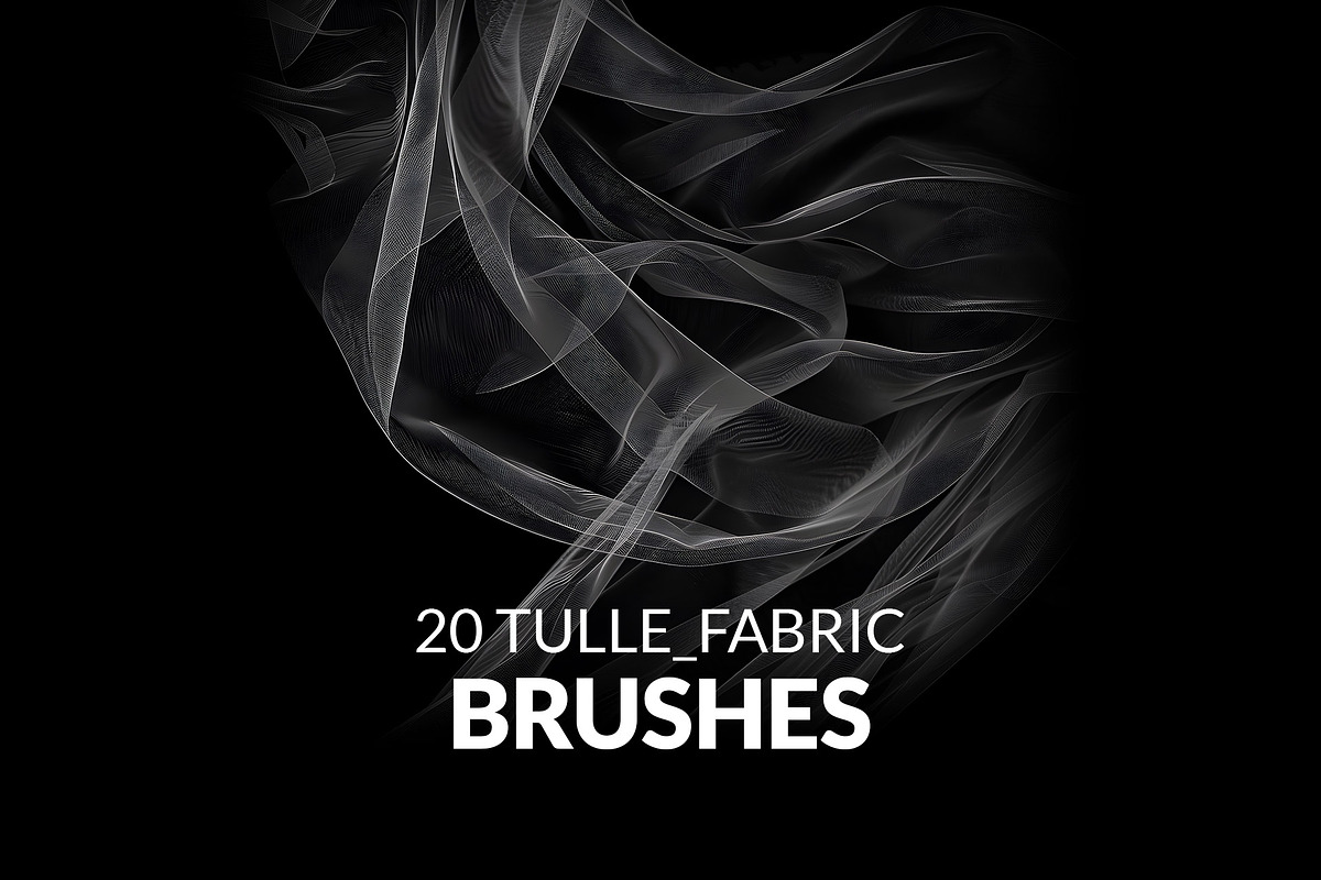 Tulle veil fabric photoshop brushes, a Brush Add-On by Walllow Creatives (Photo 1 of 2)