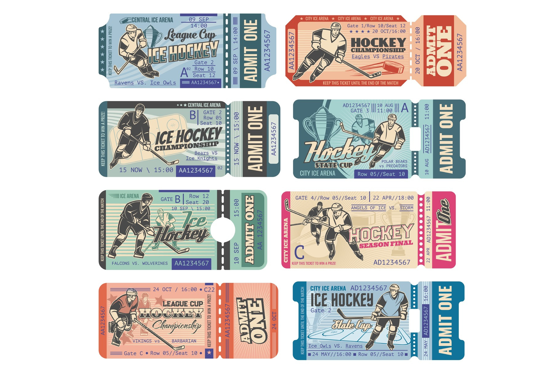 Ice Hockey Tickets Sport by Vector Tradition  Creative Market