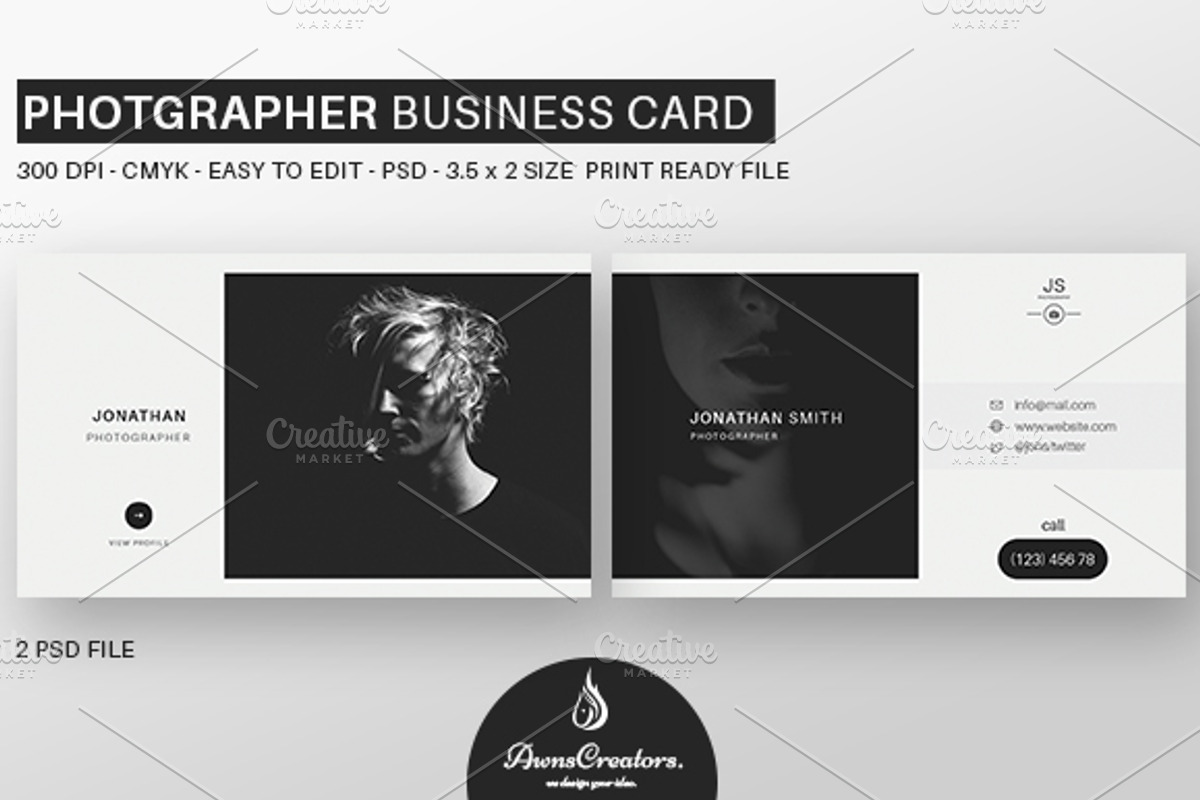 Professional Photographer Card, a Business Card Template by Awns Creators (Photo 1 of 6)
