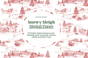 Snowy Sleigh - Digital Paper Set