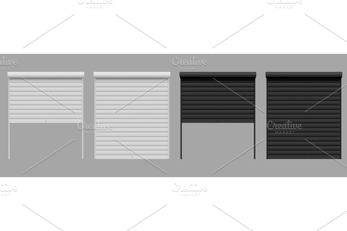 Modern black white metal shutter, an Illustration by art PVP - market