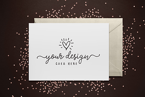 Glitter Greeting Card Mockup, a Print Template by Garlic Friday Design