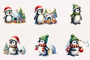 Watercolor Igloo Penguin Collection, a Seasonal Illustration by CreationArt (Thumbnail 3 of 7)