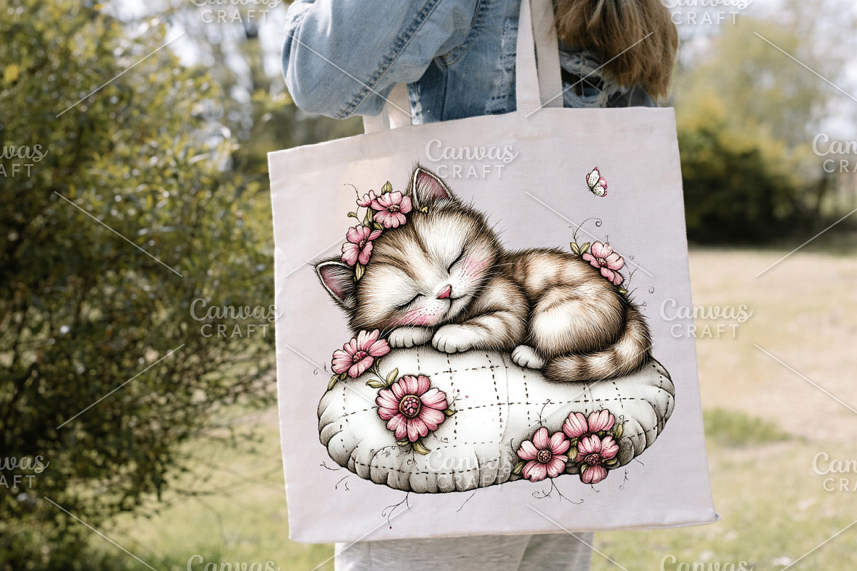 Whimsical Spring Cat Clipart Bundle, an Illustration by Canvas Craft (Photo 6 of 7)
