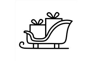 Christmas sleigh line icon, an Outline Icon by Elen_Art
