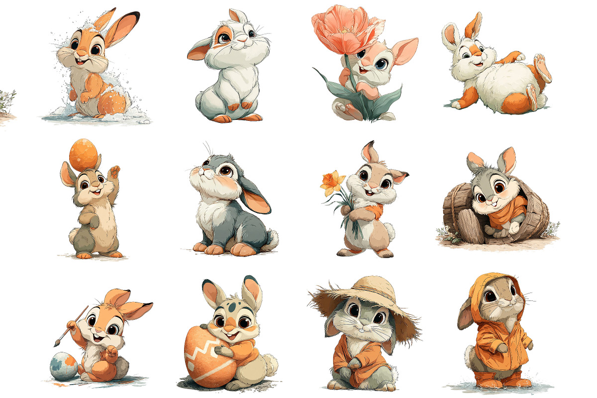 Cute Baby Rabbit Clipart, an Illustration by DreamArtGraphic (Photo 2 of 4)