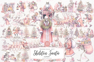 Skeleton Santa Clipart, an Illustration by Markicha Art
