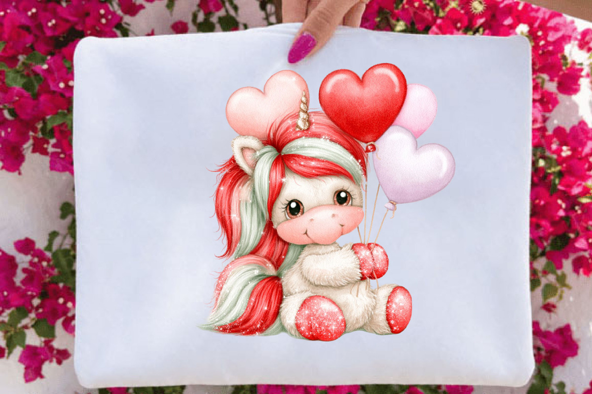 Whimsical Valentine Unicorn Clipart, an Animal Illustration by SVGArt (Photo 3 of 5)