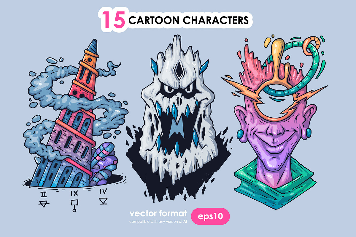 15 Different Cartoon Characters, an Illustration by Andrew_Derr (Photo 2 of 5)