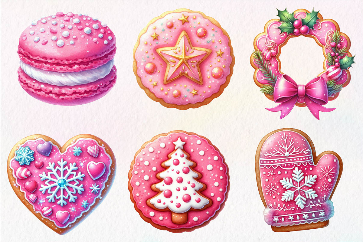Pink Christmas Cookie Clipart, an Illustration by Dream Creation (Photo 2 of 8)