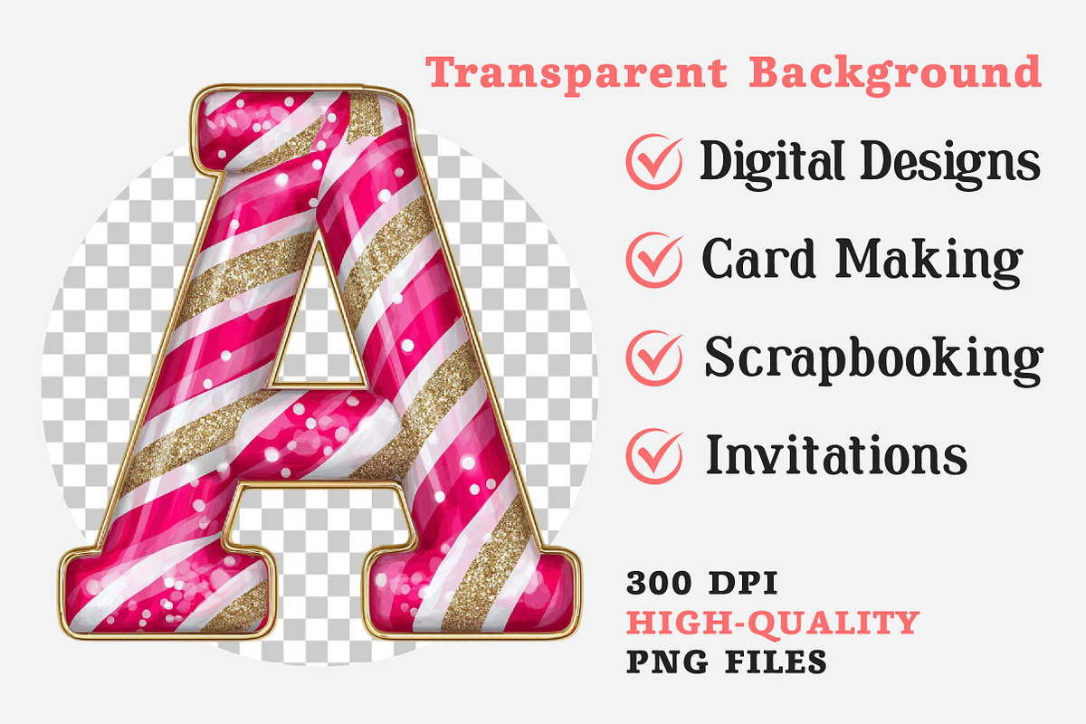 Candy Cane Alphabet Clipart, an Illustration by Dream Creation (Photo 3 of 3)