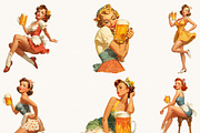 Retro Vintage Beer Girl Clipart, a Person Illustration by BusyDaydesign (Thumbnail 7 of 9)