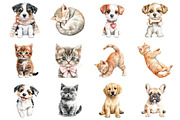 Watercolor Cute Cats & Dogs, an Illustration by Design Market (Thumbnail 3 of 3)