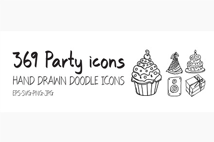 369 Party doodle icons