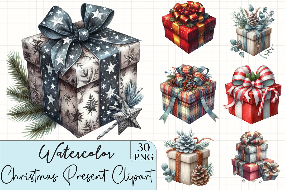 Christmas Present Clipart, an Illustration by CrexoraLab (Photo 1 of 5)