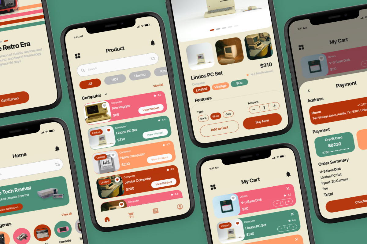 Oldies Retro Tech E-commerce UI Kit, an App Template by trabaskriya (Photo 4 of 5)